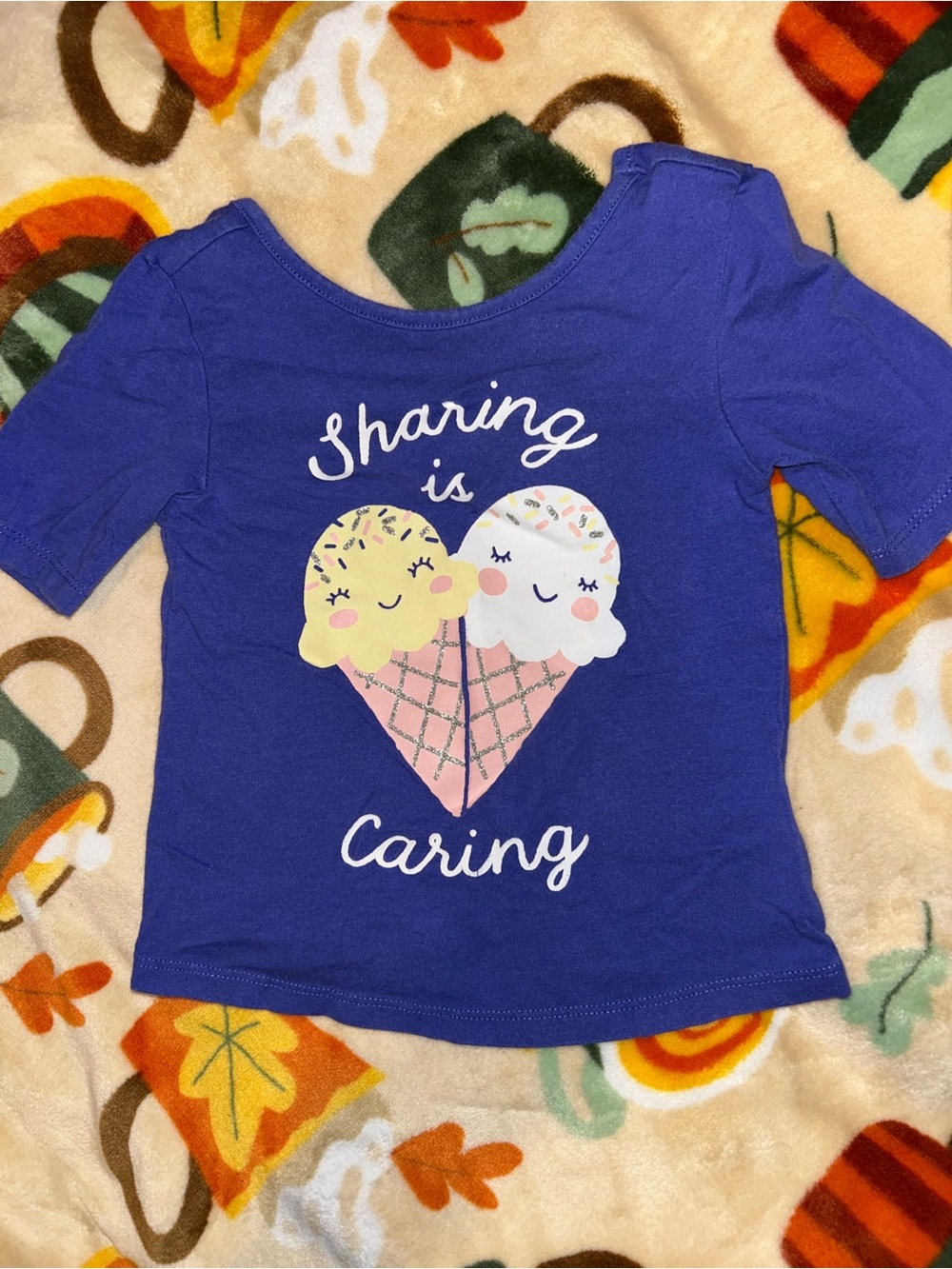 Kids Blue 'Sharing is Caring' Ice Cream Graphic Tee